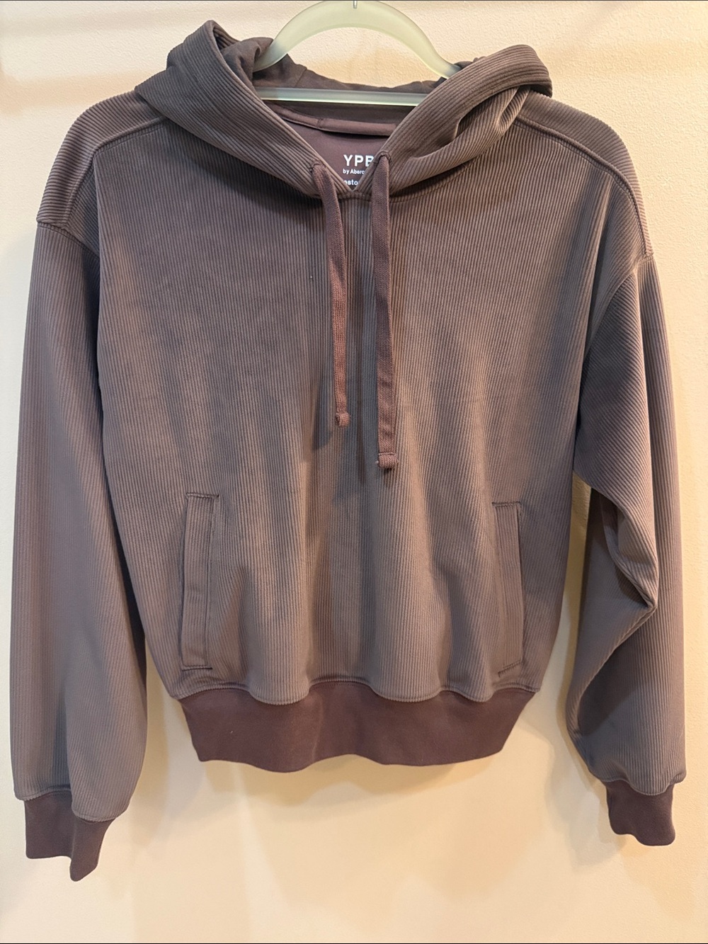 Ribbed Velour Hoodie - Taupe